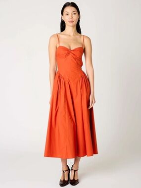 NIA Rust Midi Dress with Twist Bodice NWT
